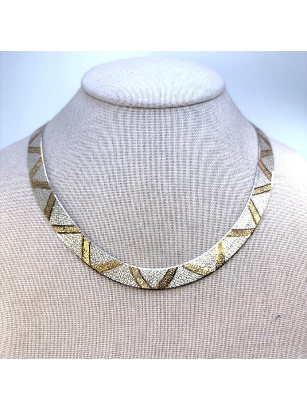 Milor Reversible Herringbone Chain Two Tone Sterling Silver 925 Size 20" Length